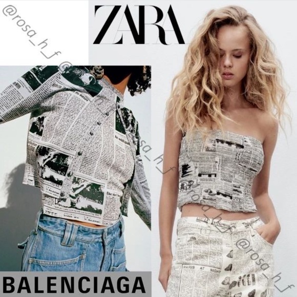 ZARA Newspaper Print Crop Top - Picture 5 of 13